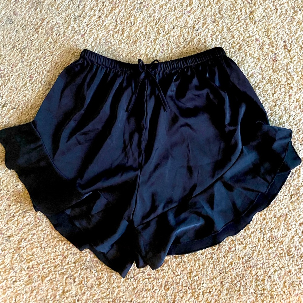 Retro black silk sleep shorts